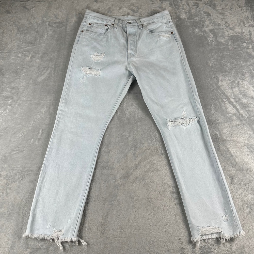Levi's 501 S Premium Distressed Jeans Men Tag 30x28 (Actual 32x28) Button Fly